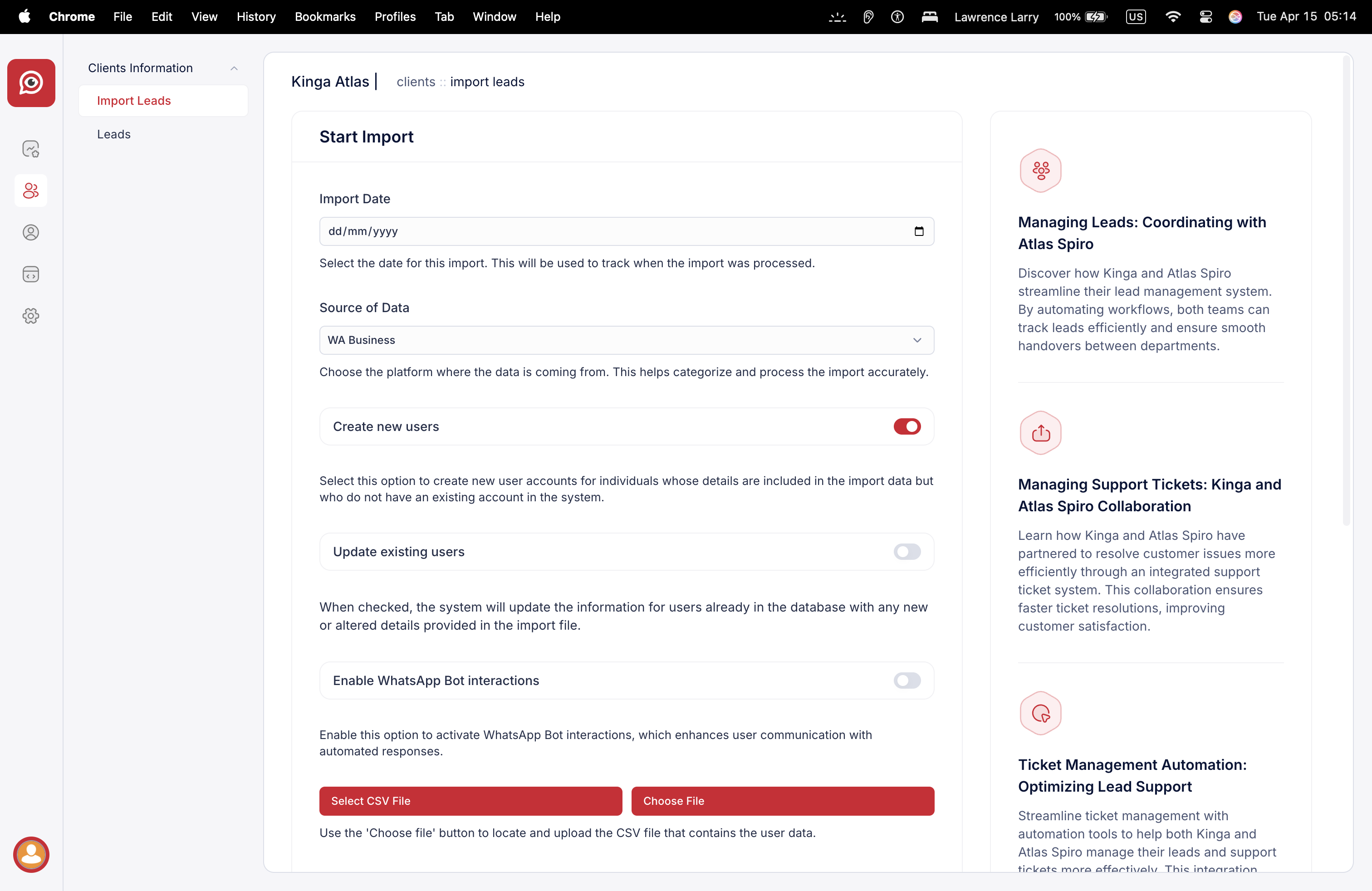 Leads Import Interface